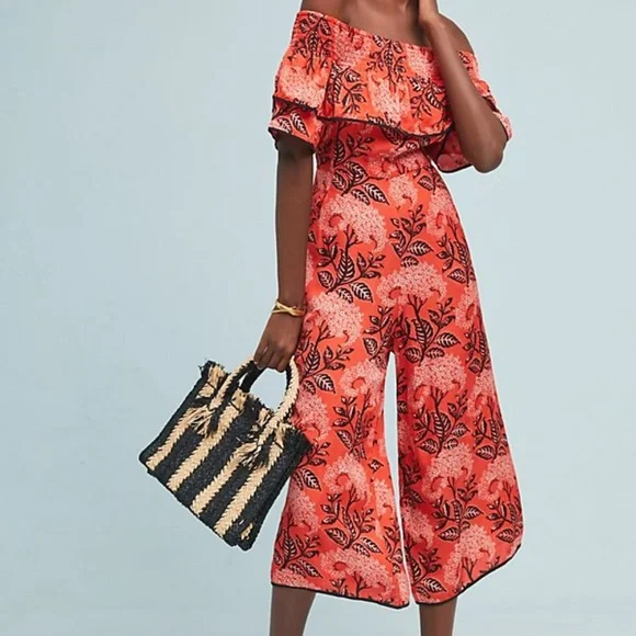 New Anthropologie Biji Off-The-Shoulder Jumpsuit L - Picture 1 of 3